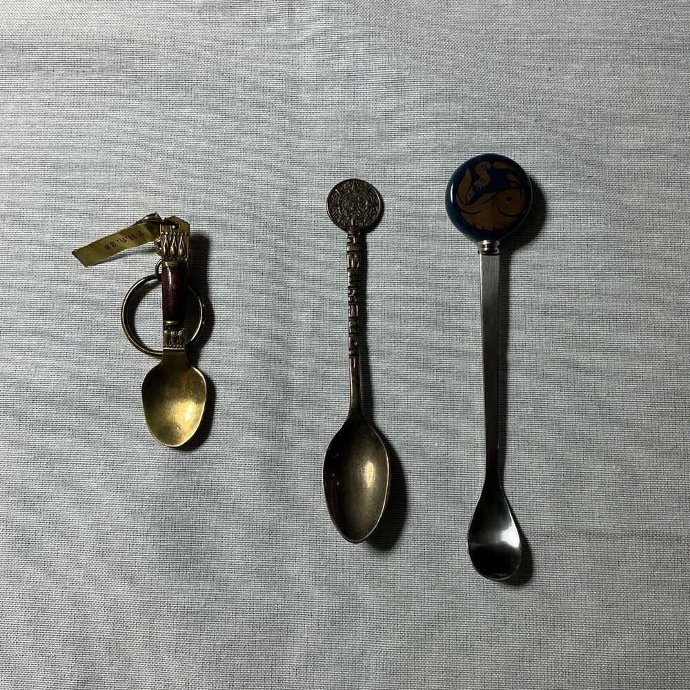 Vintage Souvenir Demitasse Sterling Silver Spoon -MEXICO - Aztec 3 1/2" Lot Of 3